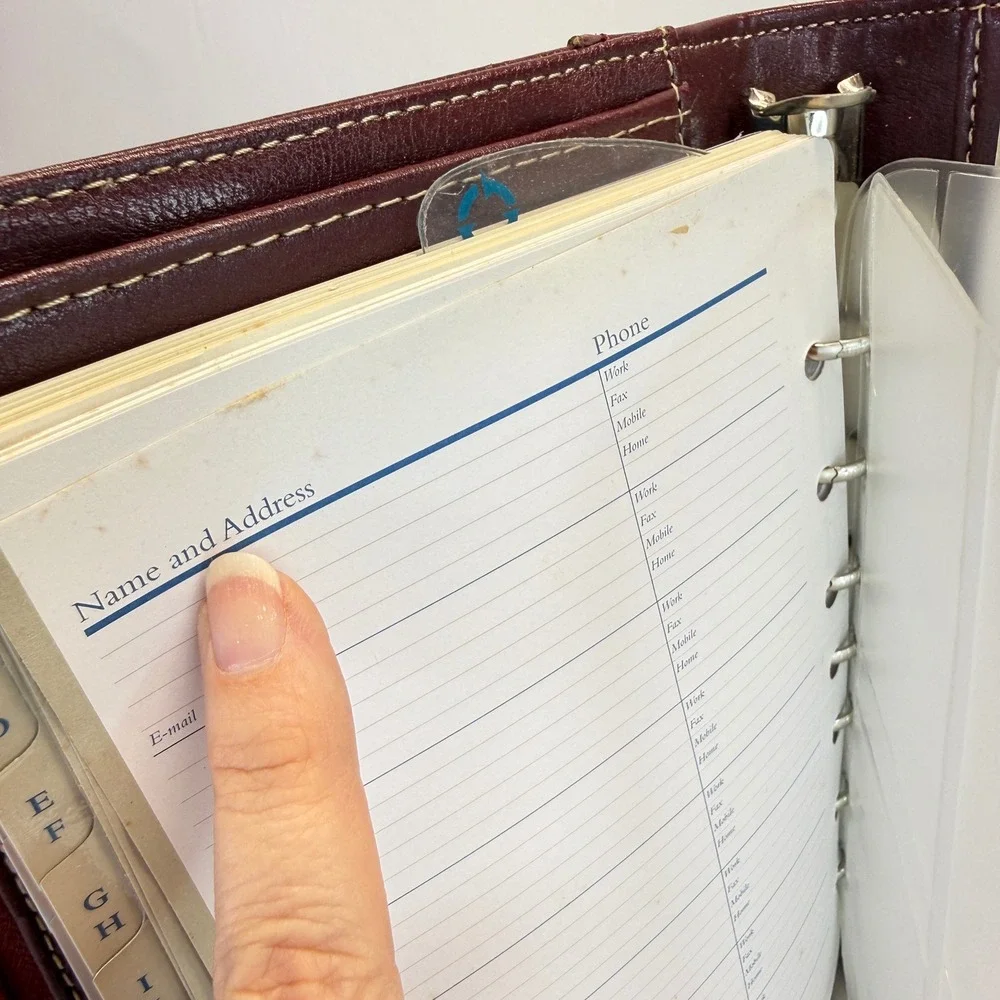 Franklin Covey Leather 7 Ring Planner Classic Size Binder Organizer Snap Closure